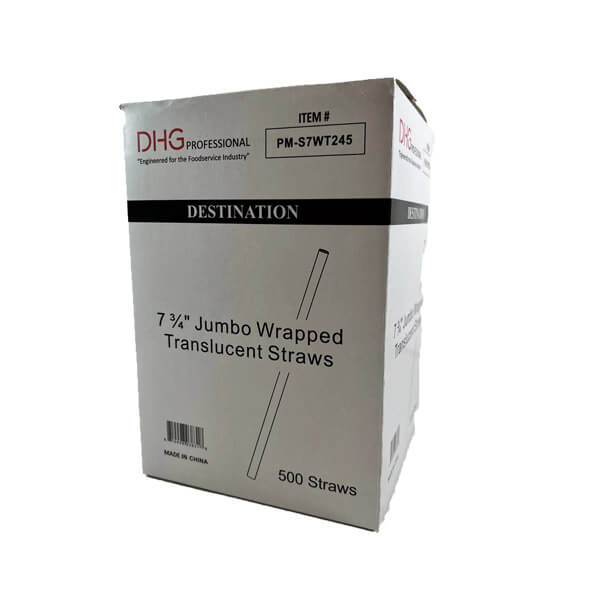DHG PROFESSIONAL JUMBO WRAPPED CLEAR STRAWS 7.75 INCH