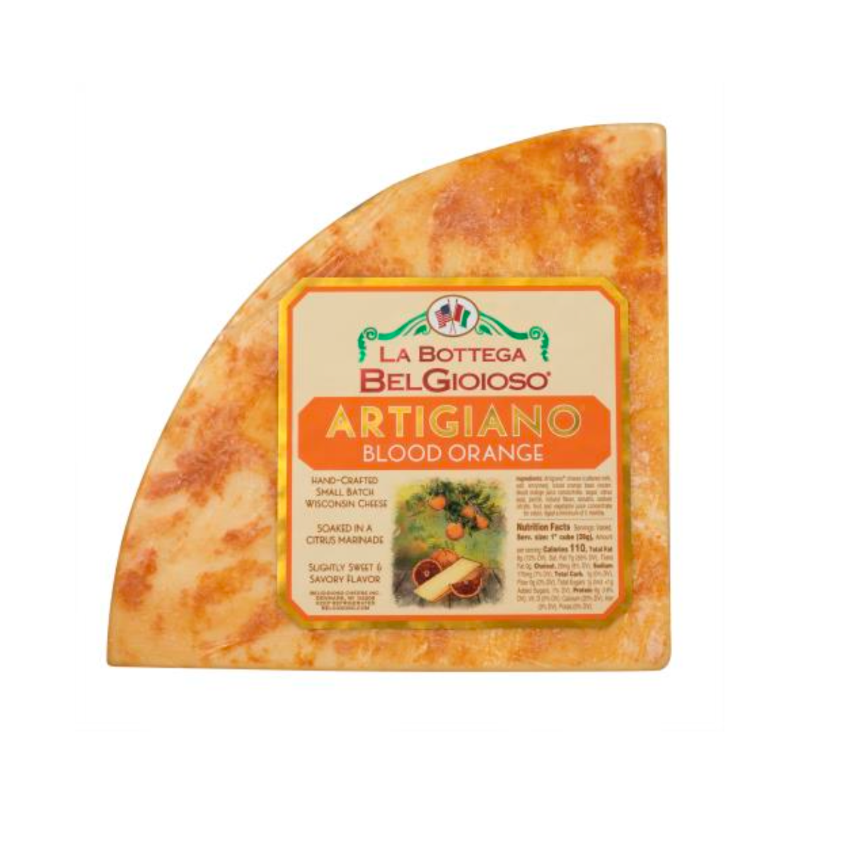 BELGIOIOSO ARTIGIANO BLOOD ORANGE QUARTER CHEESE WHEEL