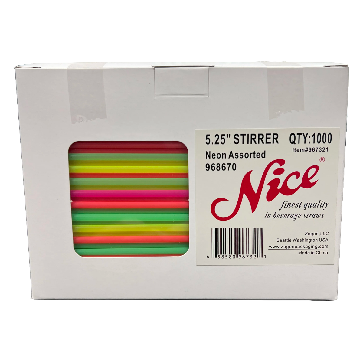 NICE 5.25 ASSORTED NEON POLYPROPYLENE STIRRER