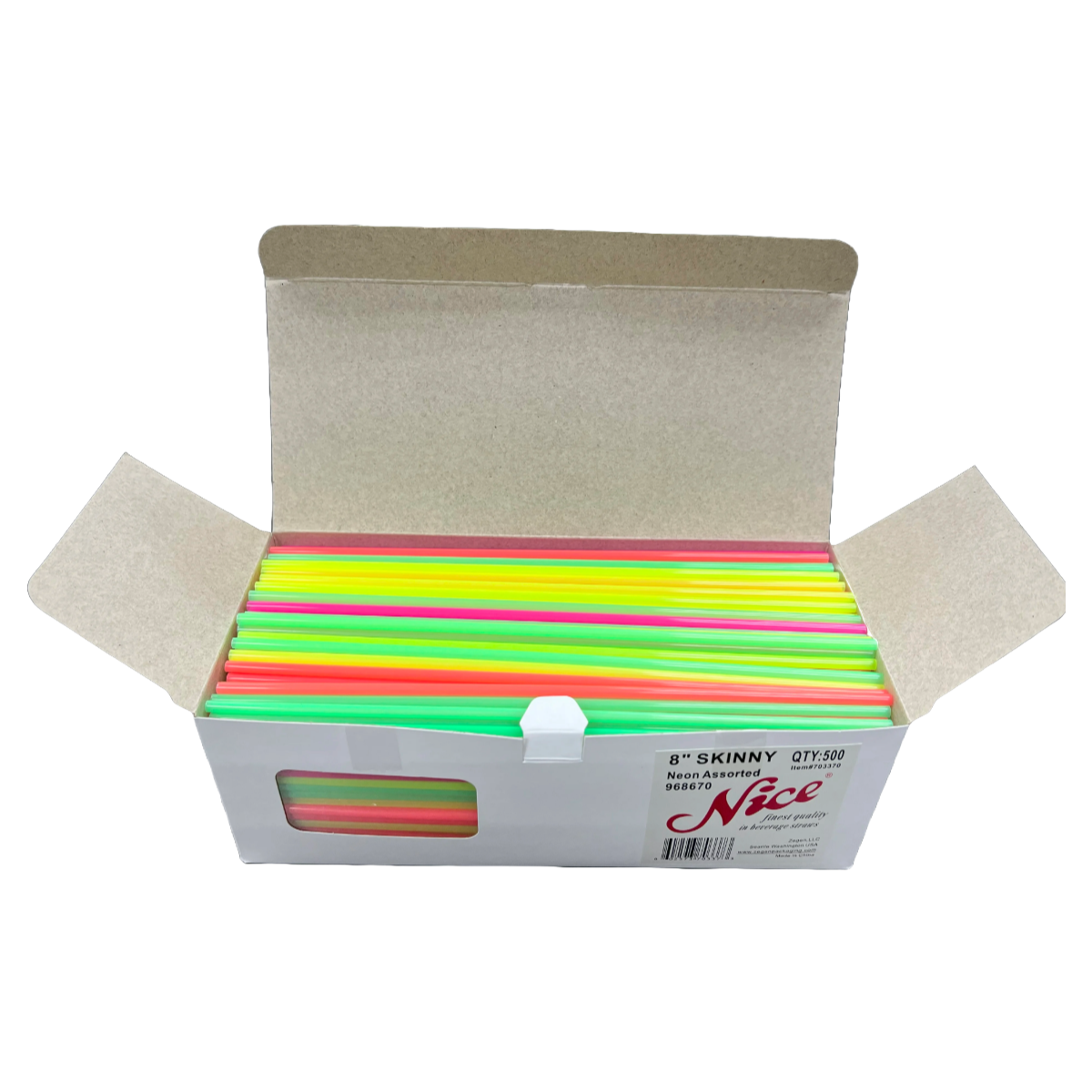 NICE 8 SKINNY STRAW ASSORTED NEON POLYPROPYLENE