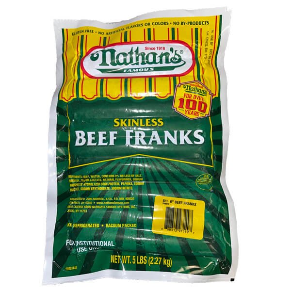 NATHANS BEEF FRANKS 6 INCH 8/1