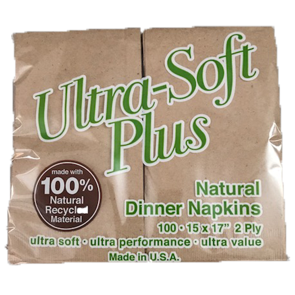 ULTRA-SOFT PLUS NATURAL DINNER NAPKINS 15INX17IN 2 PLY PAPER