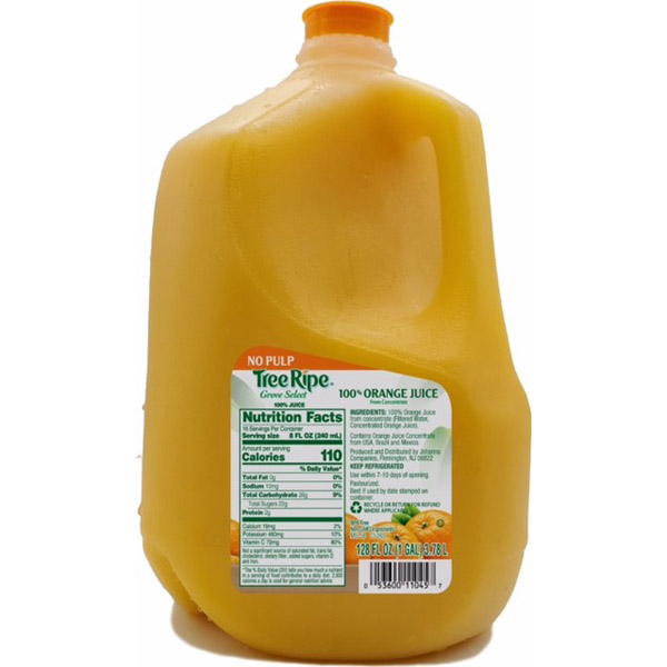 TREE RIPE ORANGE JUICE FROM CONCENTRATE