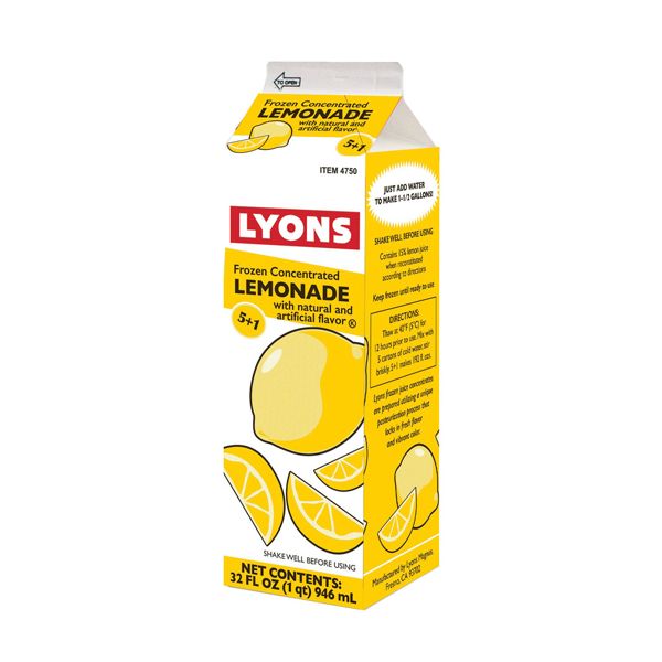 Lyons Frozen Concentrated Lemonade 51 Us Foods Chefstore
