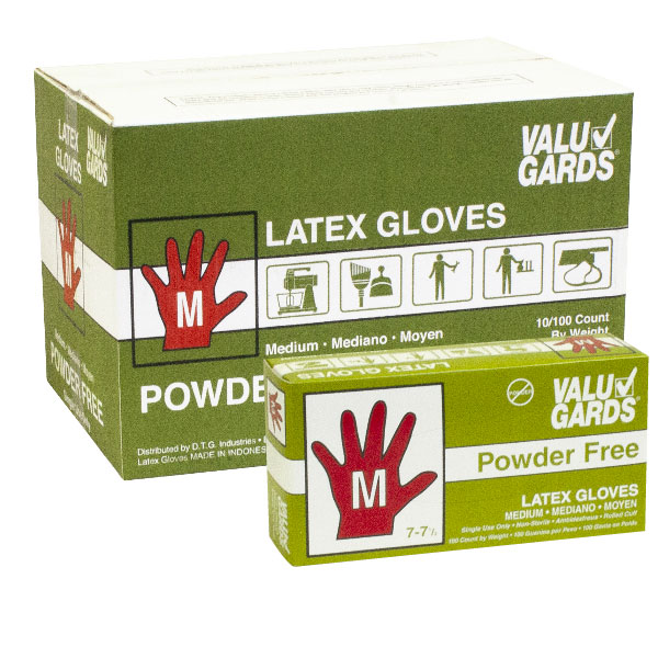 VALUGARDS VALU GARDS LATEX GLOVES MEDIUM POWDER FREE