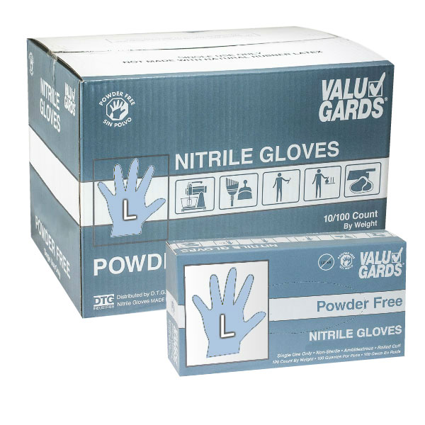 VALUGARDS LARGE POWDER FREE NITRILE GLOVES