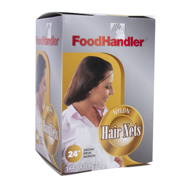 FOODHANDLER NYLON BROWN HAIR NETS 24 INCH