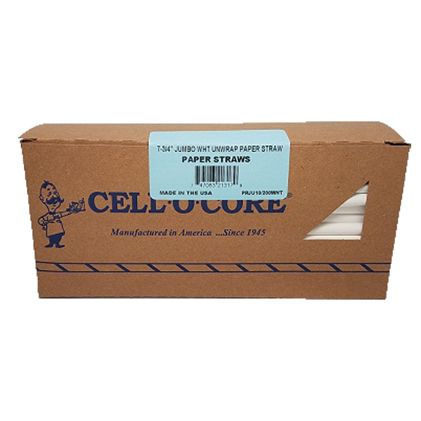CELL O CORE PAPER STRAW UNWRAPPED WHITE 7.75 INCH