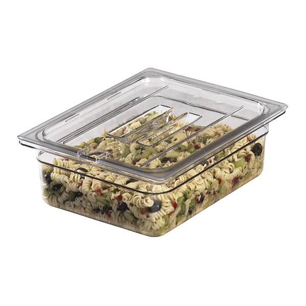 CAMBRO FOOD PAN LID CLEAR HALF SIZE NOTCHED W/HAND