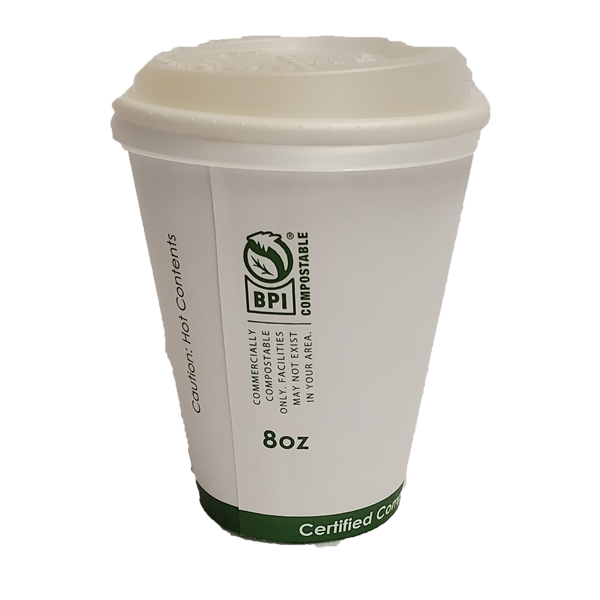 PRIMEWARE HOT CUPS COMPOSTABLE WHITE 8 OZ