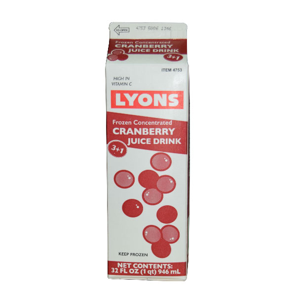 Lyons Frozen Cranberry Juice Concentrate 31 Us Foods Chefstore