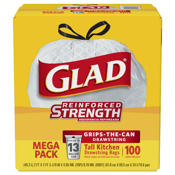 GLAD CAN LINER 13 GAL KITCHEN DRAWSTRING BAGS