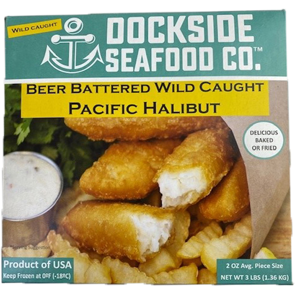 COUNTRY COMFORT FOODS DOCKSIDE SEAFOOD BEER BATTERED WILD CAUGHT HALIBUT