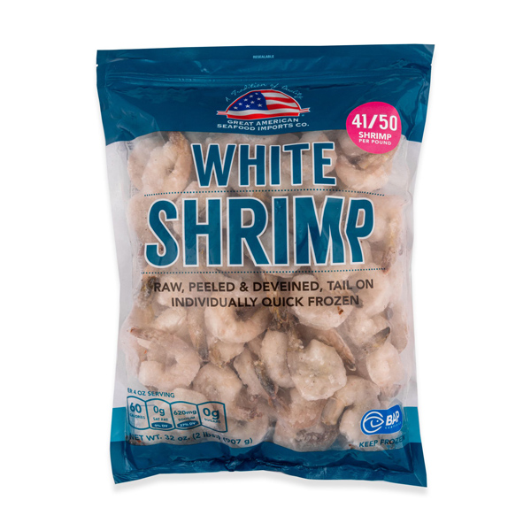 GREAT AMERICAN SHRIMP RAW 41/50 PEELED TAIL ON