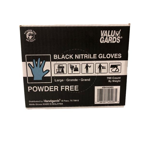 VALUGARDS NITRILE GLOVES BLACK BULK LARGE