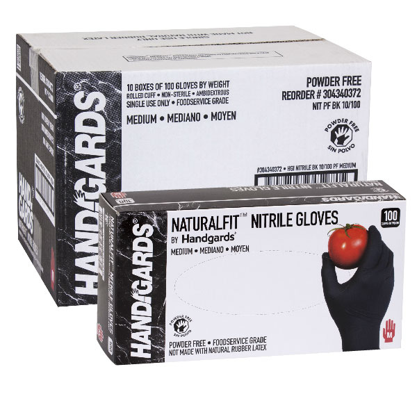 HANDGARDS NATURALFIT NITRILE BLACK MEDIUM GLOVES POWDER FREE