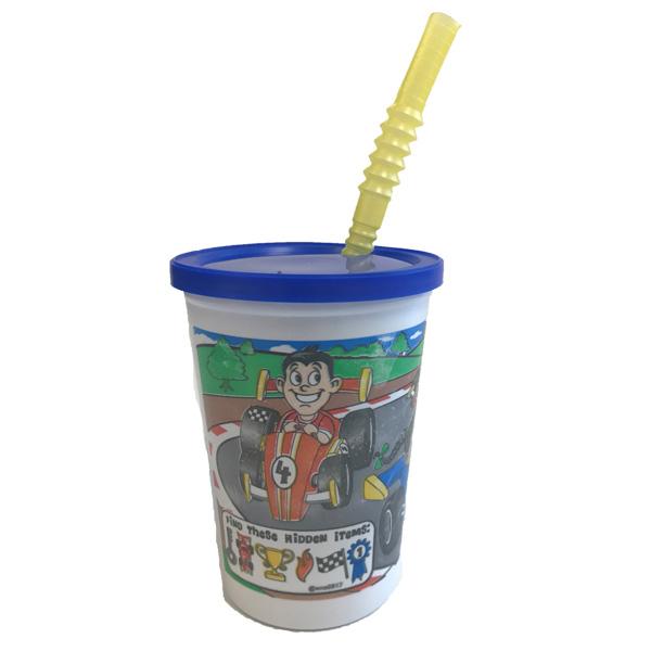 Choice Jungle Print Kid's Cup with Lid and Straw 12 oz. - 250/Case