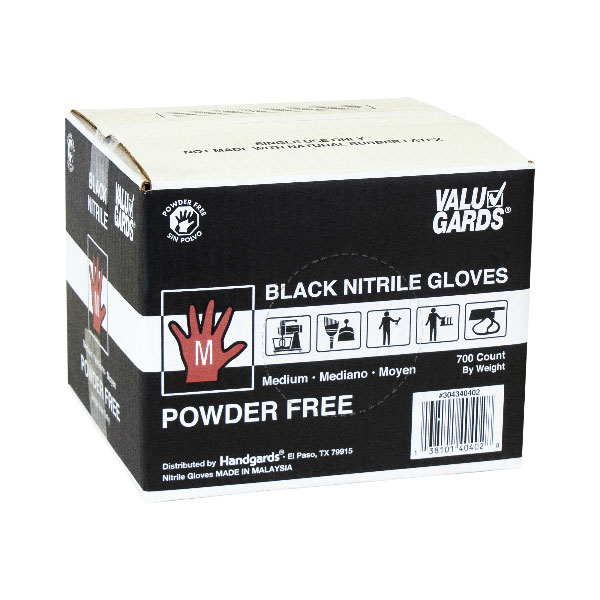 VALUGARDS NITRILE GLOVES BLACK BULK MEDIUM