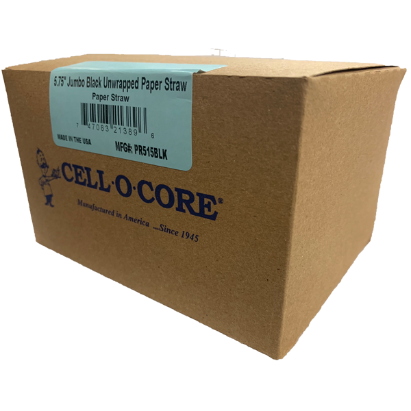 CELL O CORE PAPER STRAW UNWRAPPED BLACK 5.75 INCH