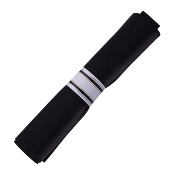 REFLECTIONS BLACK NAPKIN ROLL WITH CUTLERY KIT