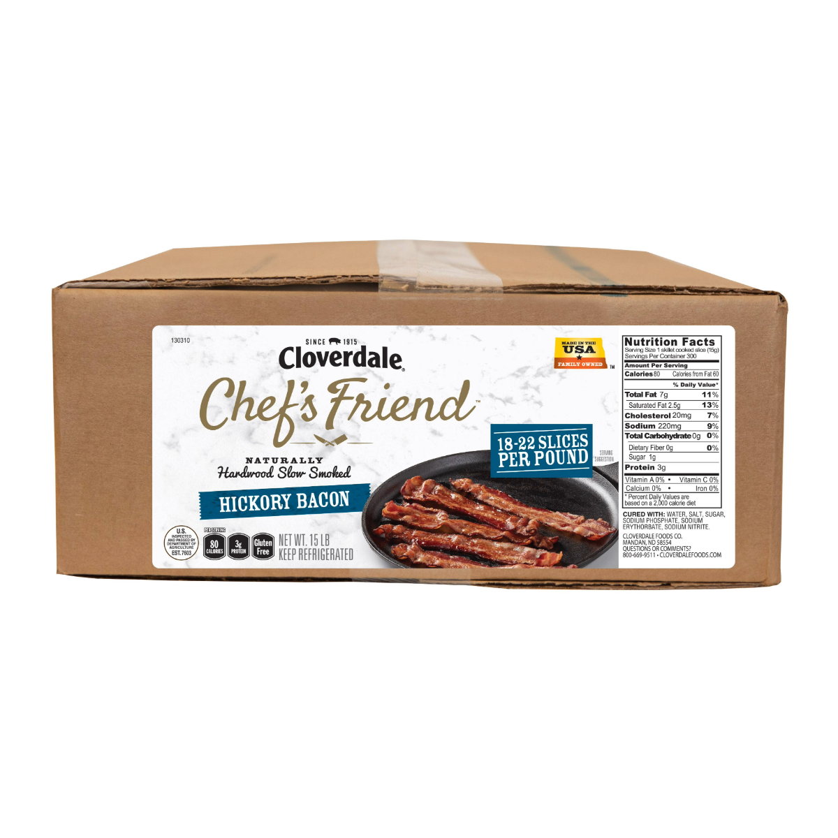 CHEF FRIEND SLICED SLAB BACON 18/22 COUNT