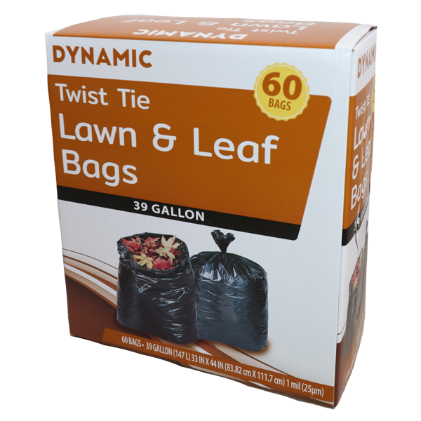 DYNAMIC BLACK TWIST TIE TRASH BAGS 39 GAL