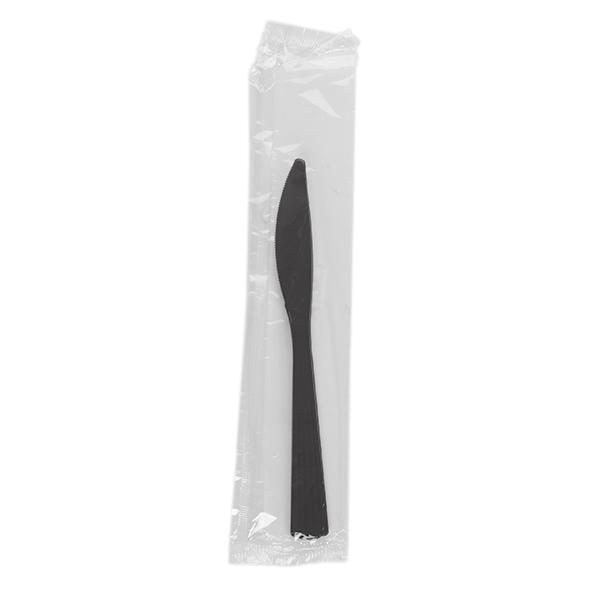 WNA BLACK HEAVY WEIGHT PLASTIC KNIFE INDIV WRAPPED