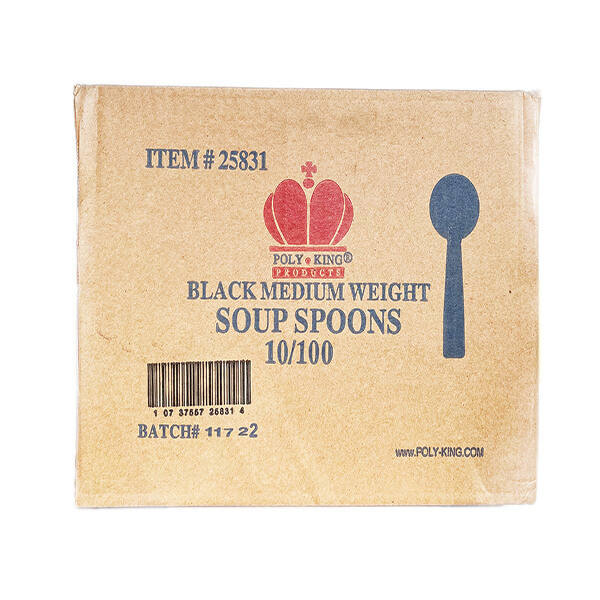 POLY KING BLACK MEDIUM WEIGHT PLASTIC SOUP SPOONS