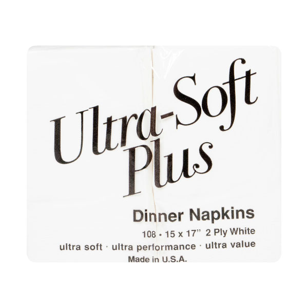 ULTRA-SOFT PLUS WHITE 2-PLY DINNER NAPKIN 15X17 INCH