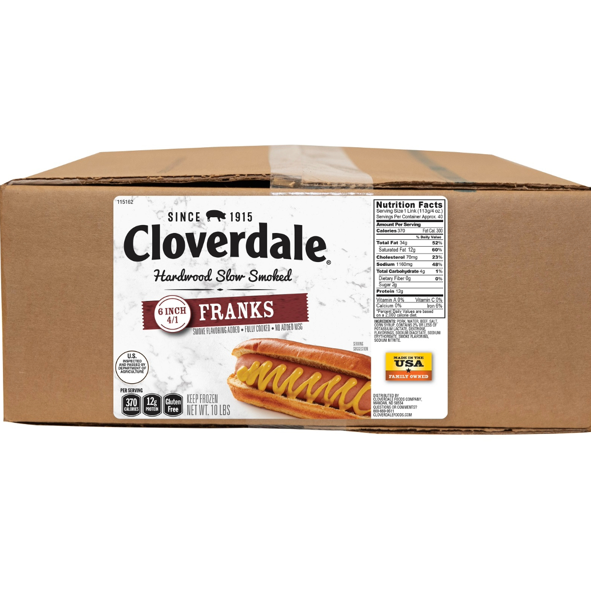 CLOVERDALE MEAT HOT DOGS 6 INCH 4/1 FRANKS